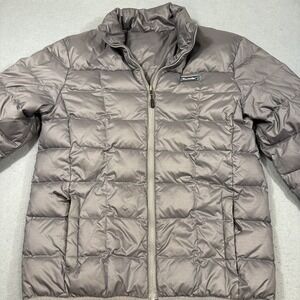 Moosejaw Men`s Solid Gray Quilted Full Zip Goose Down Puffer Jacket / Size L